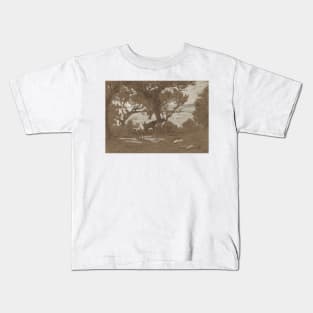 Mt. Colognola - Sheep Grazing on Lake Trasimeno by Elihu Vedder Kids T-Shirt